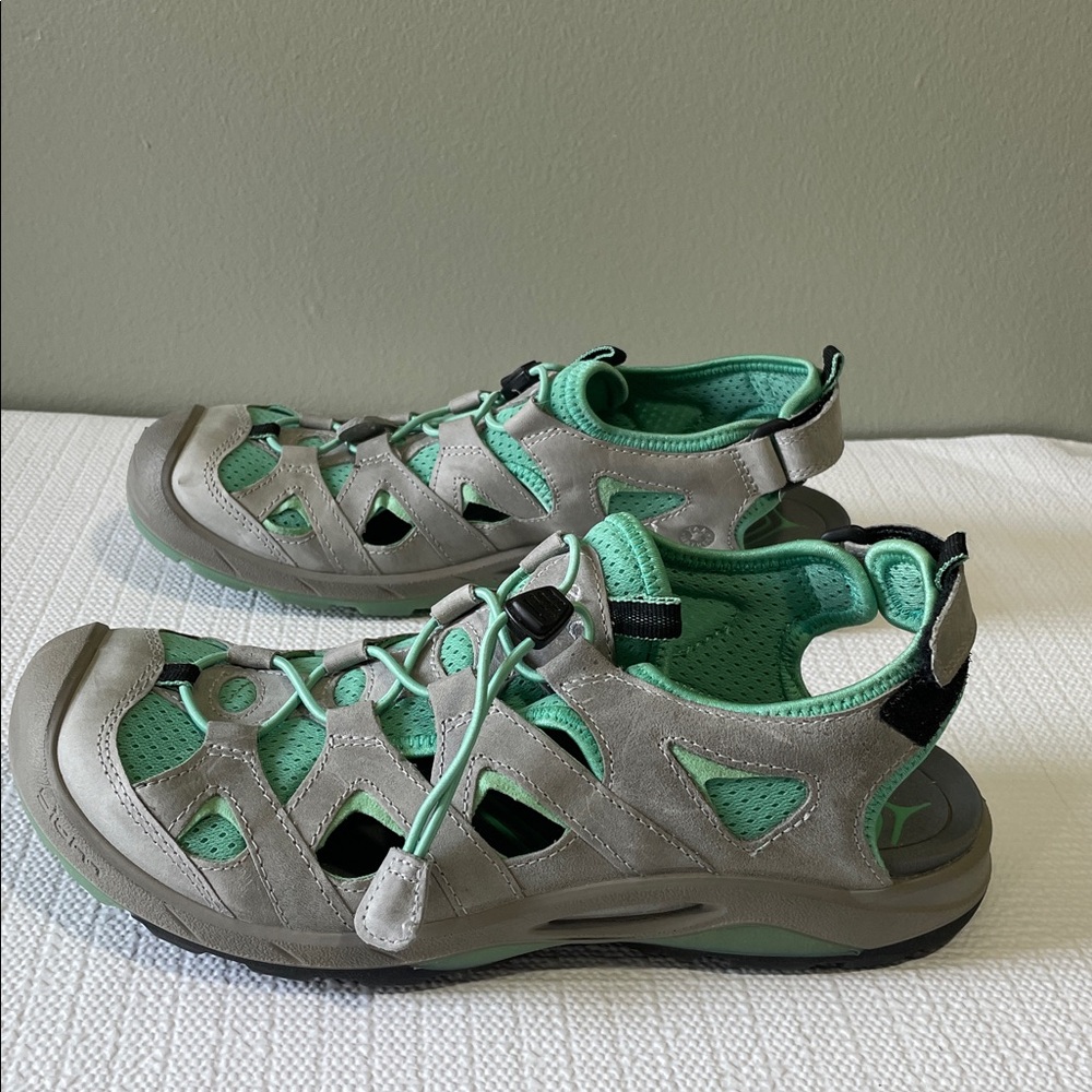 Ecco Mint And Gray Adventure Opened Back Sandals - image 3